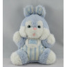 Doudou lapin blanc salopette rayé bleu TARTINE ET CHOCOLAT