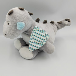 Doudou dragon gris bleu vert rayé OBAIBI