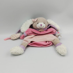 Doudou et compagnie marionnette chien blanc rose mauve Noopette