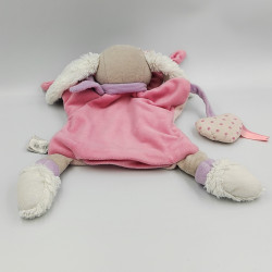Doudou et compagnie marionnette chien blanc rose mauve Noopette