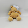 Doudou ours beige bonnet bleu vichy TAKINOU