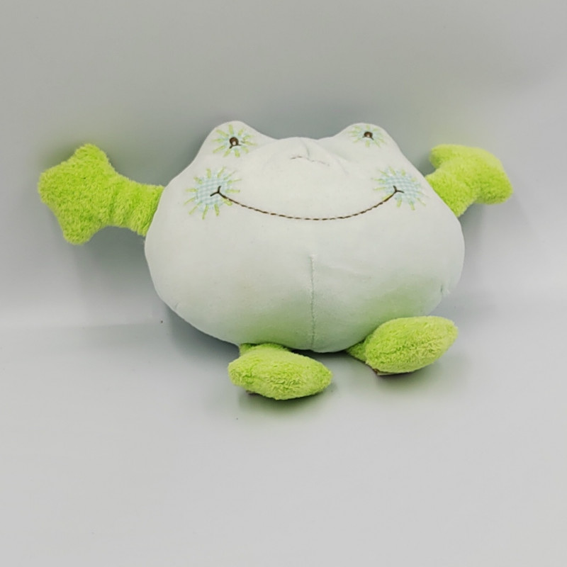 Doudou grenouille bleu vert fleur TAKINOU