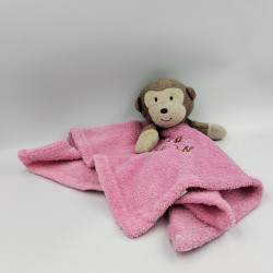 Doudou plat singe marron rose TOM & KIDDY TOMKIDS