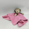 Doudou plat singe marron rose TOM & KIDDY TOMKIDS