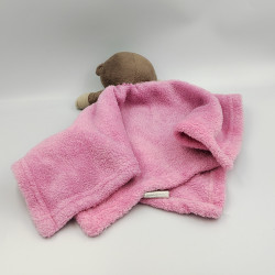 Doudou plat singe marron rose TOM & KIDDY TOMKIDS