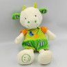 Doudou vache verte orange pois pelle rateau BABYSUN