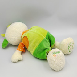 Doudou vache verte orange pois pelle rateau BABYSUN
