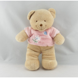 Doudou Ours Beige maillot pull bleu fleur brodée Tex