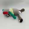 Doudou éléphant gris vert rouge Les Popipop Moulin Roty
