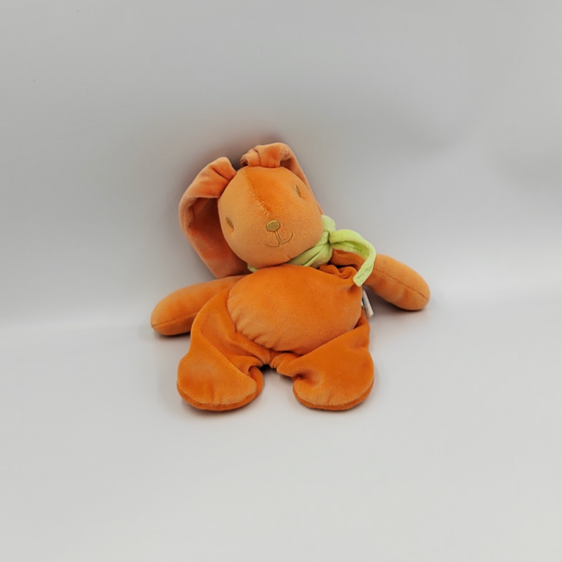 Doudou lapin orange foulard vert POMMETTE