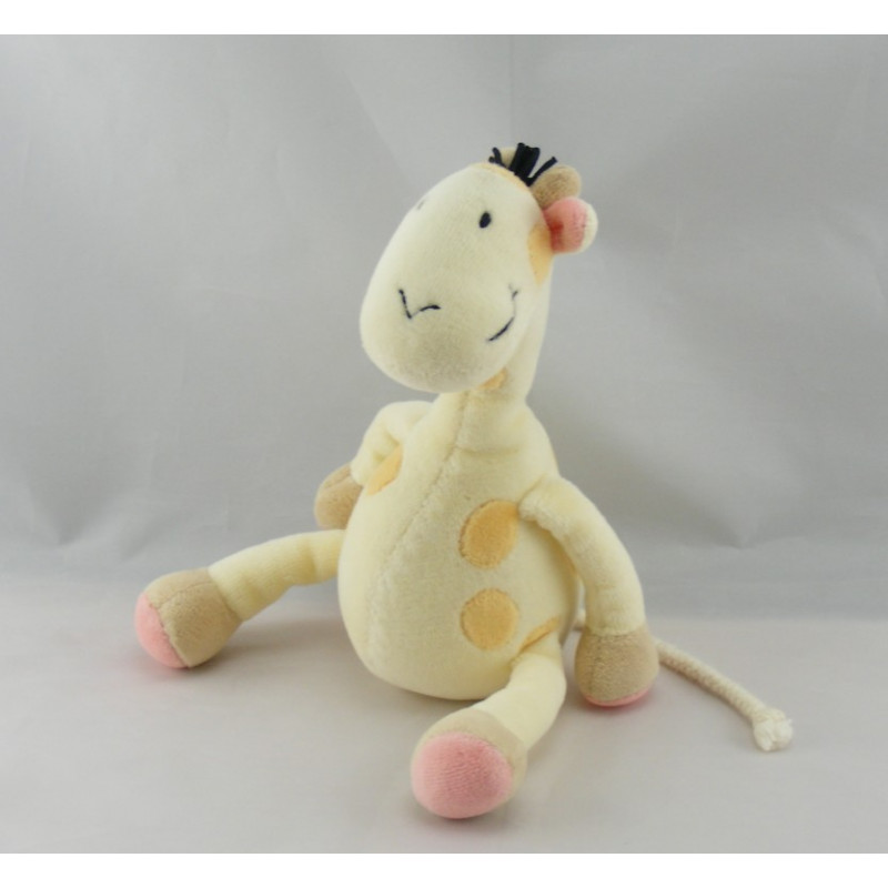 Doudou girafe jaune rose OBAIBI