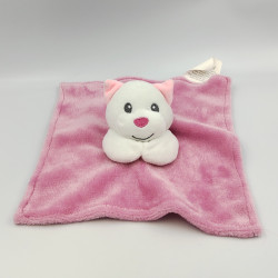 Doudou plat chat blanc rose ARTS AND TOYS