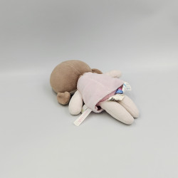 Doudou poupée rose blanche coeur SUCRE D'ORGE