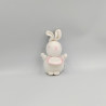 Mini doudou lapin blanc rose bavoir DMC