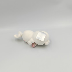 Mini doudou lapin blanc rose bavoir DMC