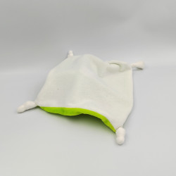 Doudou plat lapin vert blanc CENTRAL VET