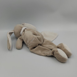 Doudou pantin lapin beige gris blanc mouchoir Layette BABY NAT