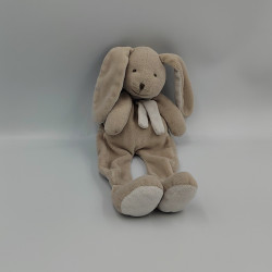 Doudou pantin lapin beige gris blanc mouchoir Layette BABY NAT