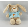 Doudou plat carré lapin bleu fleur papillon TEX