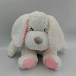 Doudou peluche chien blanc rose MES PETITS CAILLOUX