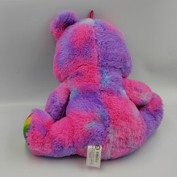 Peluche ours fluo multicolore rose violet SANDY