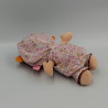 Doudou Poupée bébé Chloé pyjama rose bordeaux fleurs LILLIPUTIENS