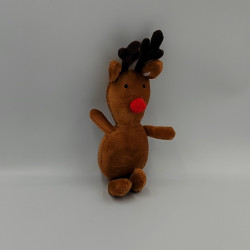 Doudou cerf renne elan marron nez rouge