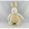 Doudou lapin beige blanc couché SUCRE D'ORGE