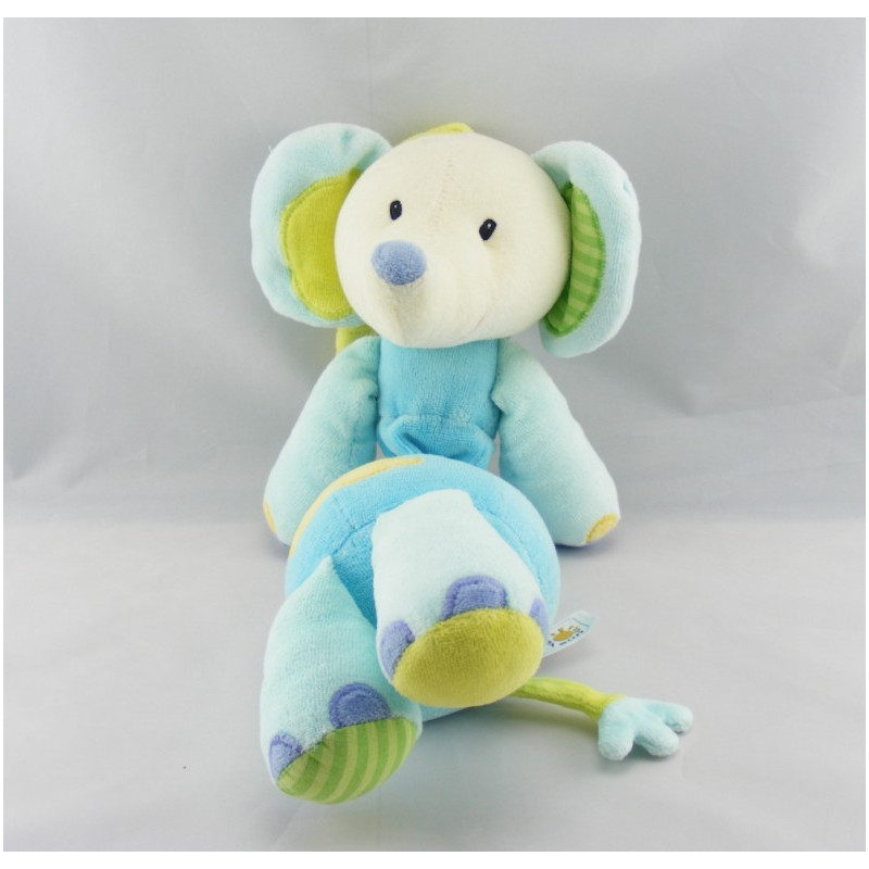 Doudou musical vache bleu rose vert spirale BABYSUN