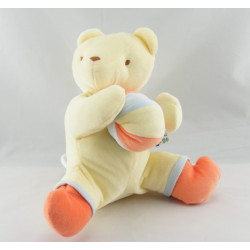 Doudou musical ours blanc sac à dos bleu SUCRE D'ORGE