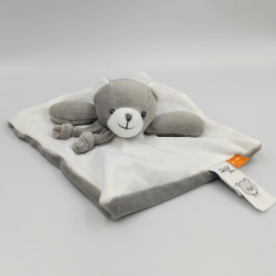 Doudou plat ours blanc gris bio BABY NAT