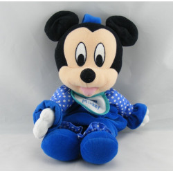 Doudou bébé Mickey bleu clair col jaune DISNEY BABY