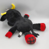 Doudou peluche taureau noir rouge jaune ROMELU DUFRAIS