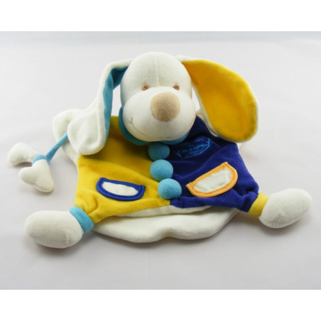 Doudou et compagnie marionnette chien bleu jaune 