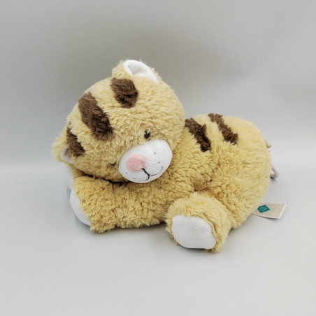 Doudou musical chat tigre beige blanc TEX