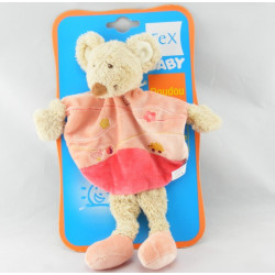 Doudou plat souris rose orange hérisson brodé TEX NEUF