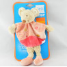 Doudou plat souris rose orange hérisson brodé TEX NEUF