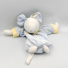 Doudou range pyjama souris bleu jaune SUCRE D'ORGE