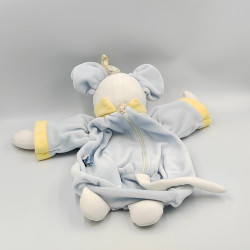 Doudou range pyjama souris bleu jaune SUCRE D'ORGE