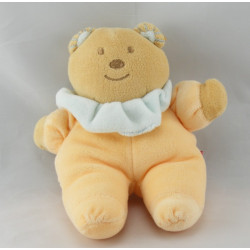 Doudou ours jaune col bleu demi bouche TEX