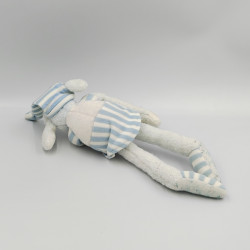 Doudou luminou mouton bleu rayé pyjama JEMINI