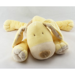 Doudou chien couché jaune beige OBAIBI