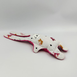 Doudou plat lapin blanc rose elan biche double face CATIMINI