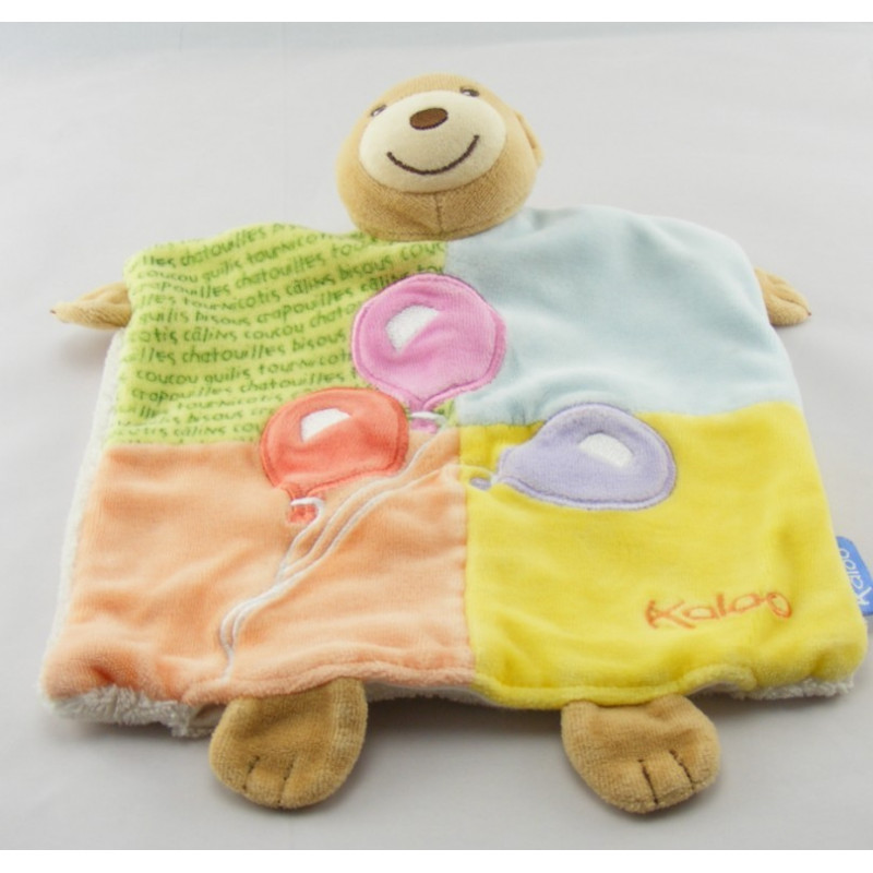 Doudou plat ours patchwork ballons chatouilles KALOO