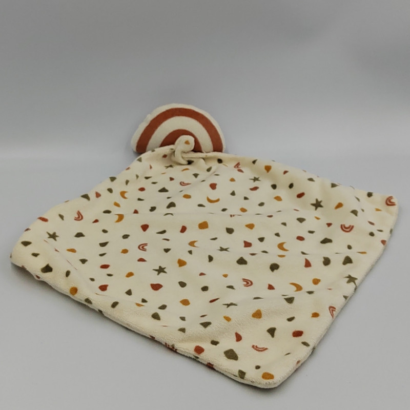 Doudou arc en ciel mouchoir beige vert marron blanc ZEEMAN