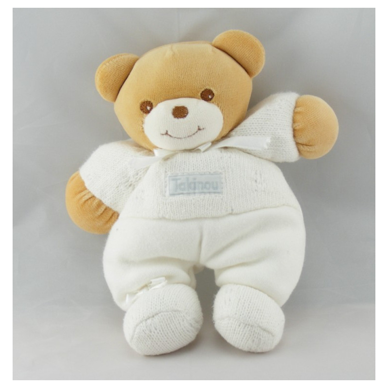 Doudou ours blanc laine bandeau TAKINOU