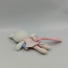 Doudou attache tétine lapin rose blanc coeurs SUCRE D'ORGE
