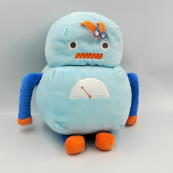 Doudou robot bleu orange HEMA