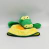 Doudou marionnette crocodile vert jaune orange NOUNOURS