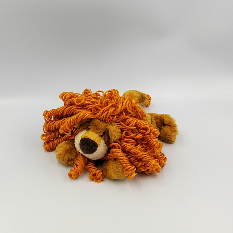 Doudou lion marron orange laine HISTOIRE D'OURS